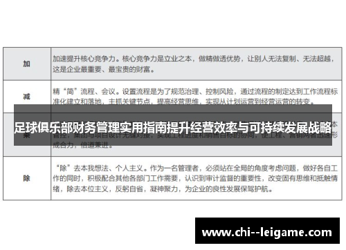足球俱乐部财务管理实用指南提升经营效率与可持续发展战略